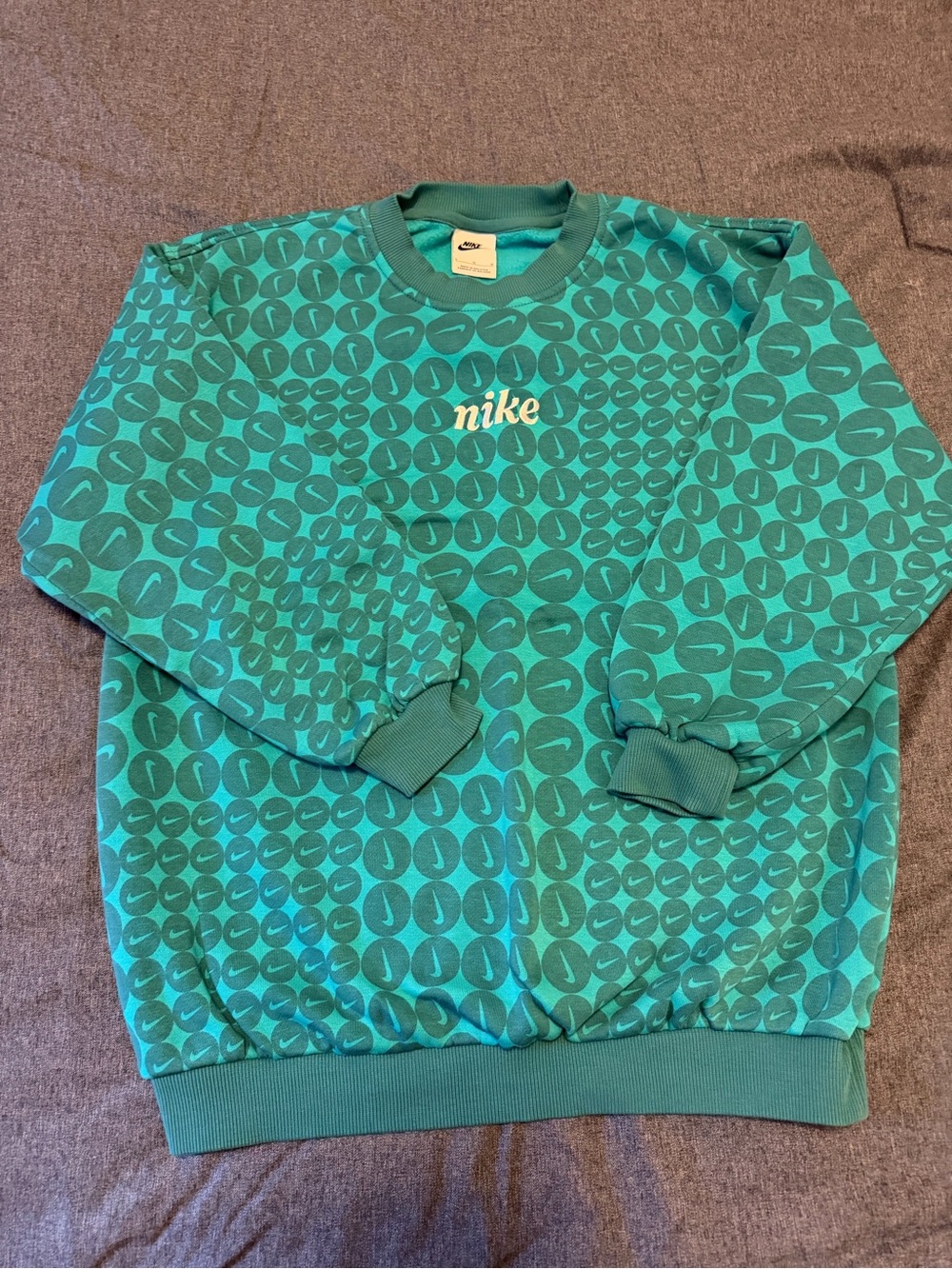 Nike Teal Patterned Crewneck Sweatshirt